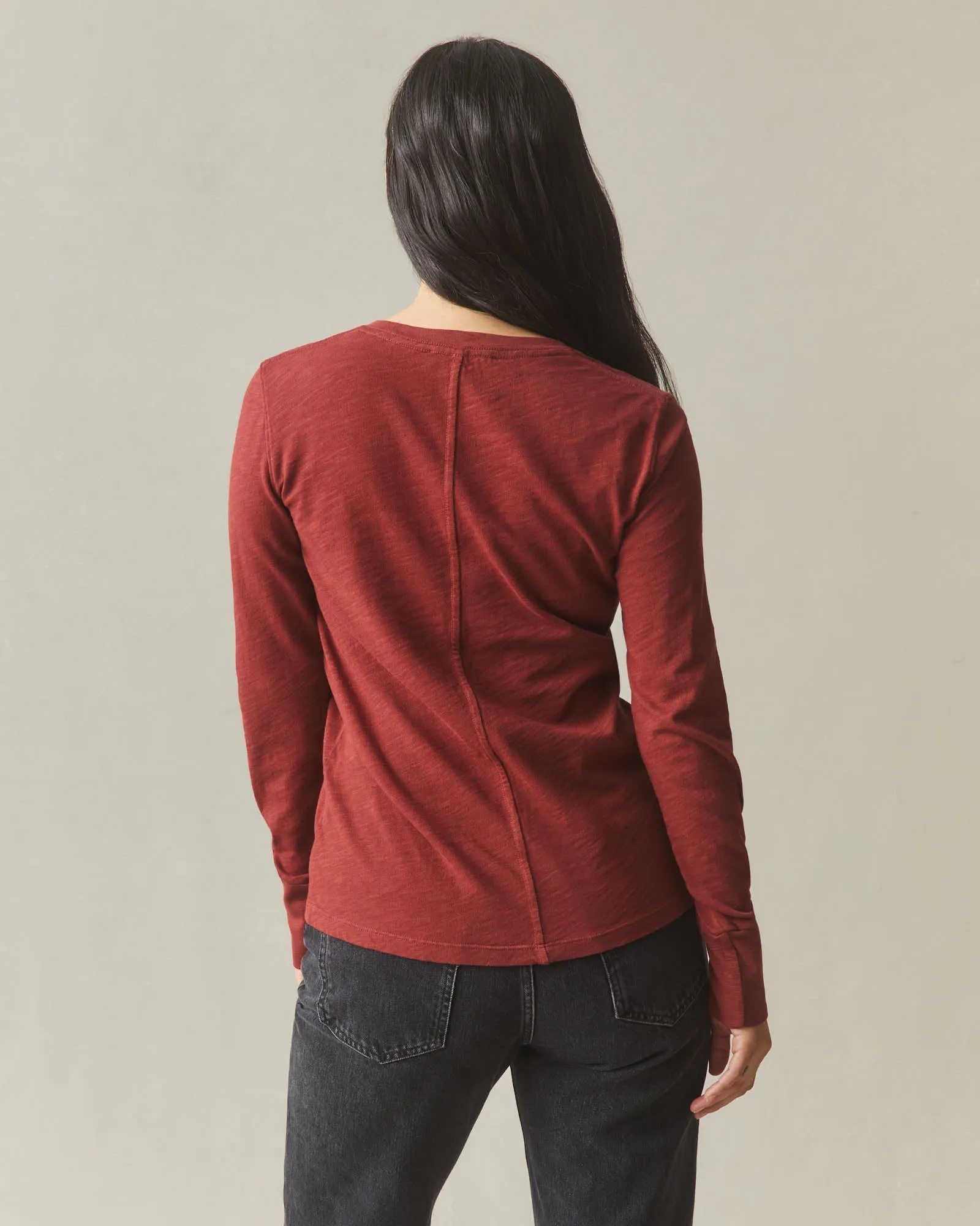 Women's Premium Slub Long Sleeve V-Neck Tee - Russet Brown sold by American Giant product image thumbnail 3