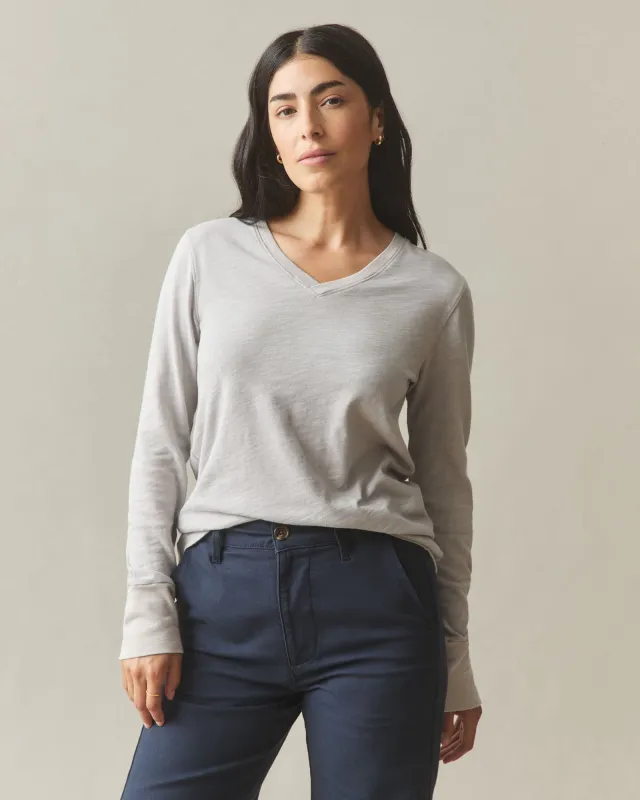 Women's Premium Slub Long Sleeve V-Neck Tee - Ashes of Roses sold by American Giant