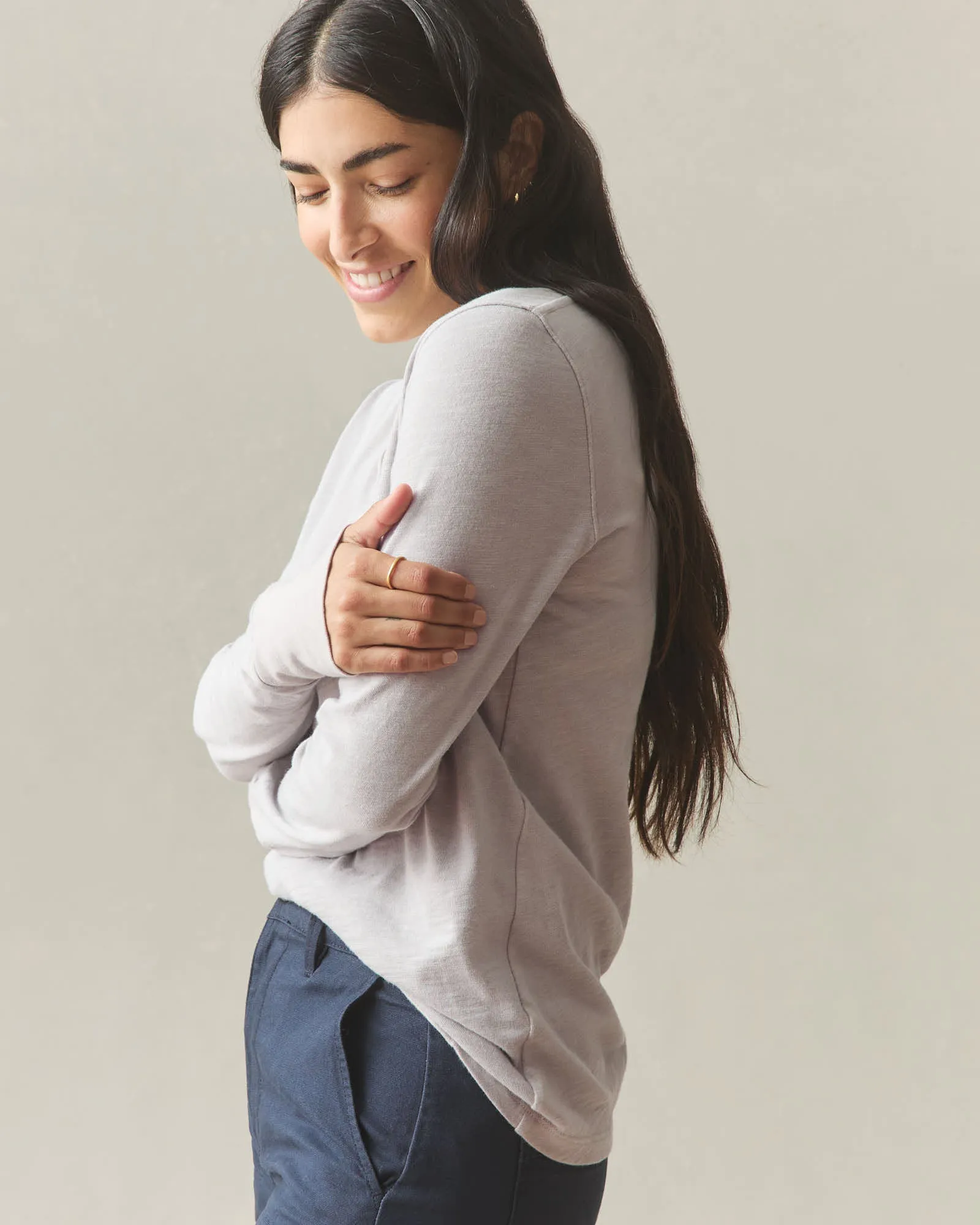 Women's Premium Slub Long Sleeve V-Neck Tee - Ashes of Roses sold by American Giant product image thumbnail 3