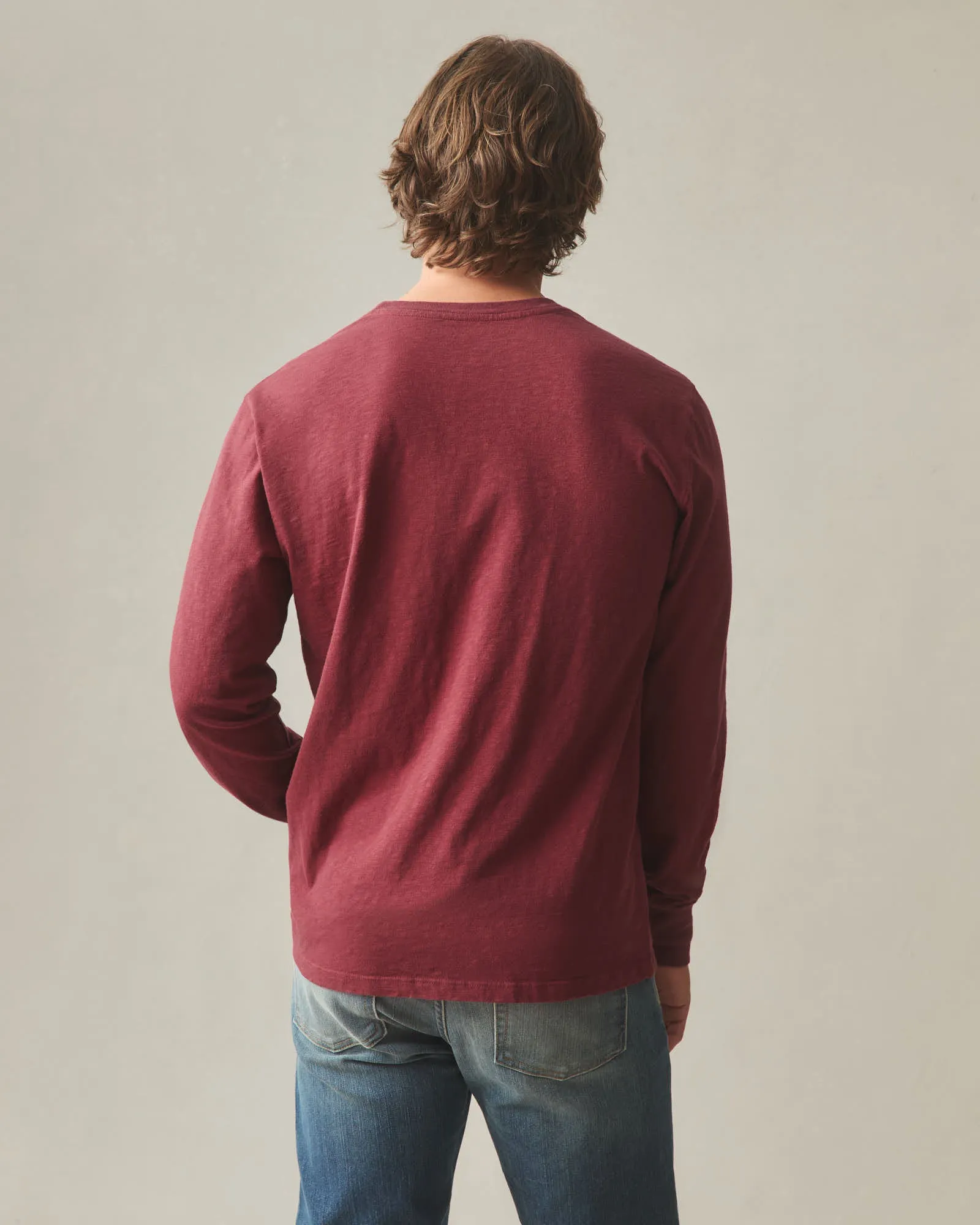Men's Premium Slub Crew Tee Long Sleeve - Bonfire Red sold by American Giant product image thumbnail 3