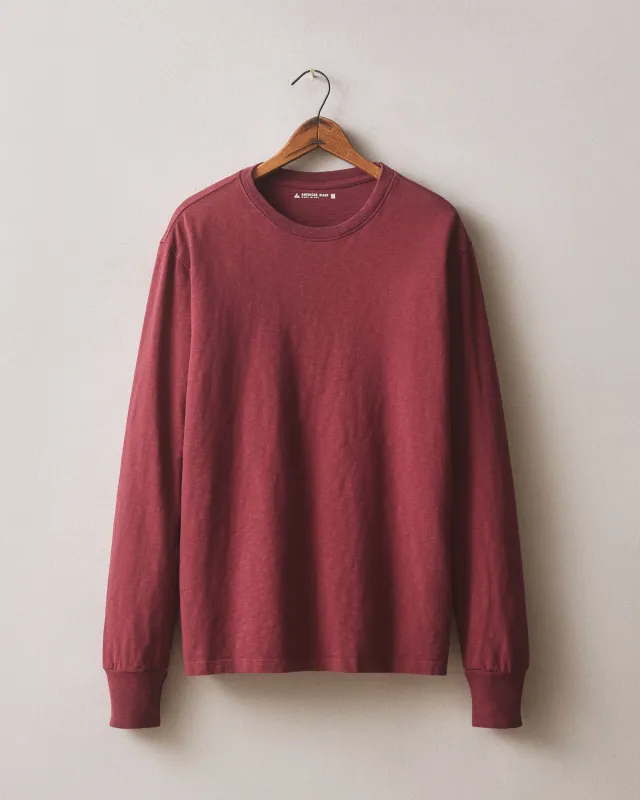 Men's Premium Slub Crew Tee Long Sleeve - Bonfire Red sold by American Giant