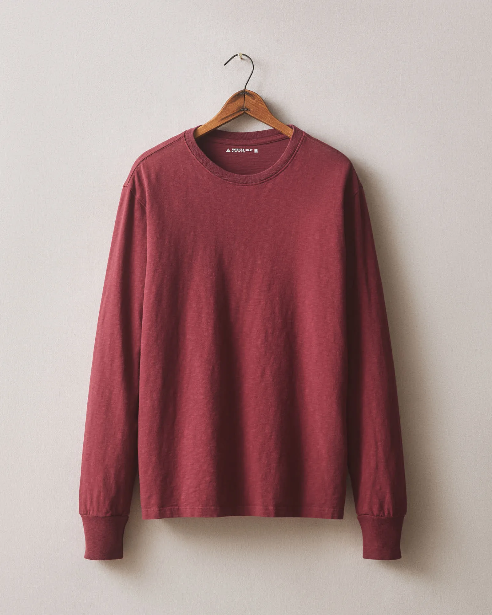 Men's Premium Slub Crew Tee Long Sleeve - Bonfire Red sold by American Giant