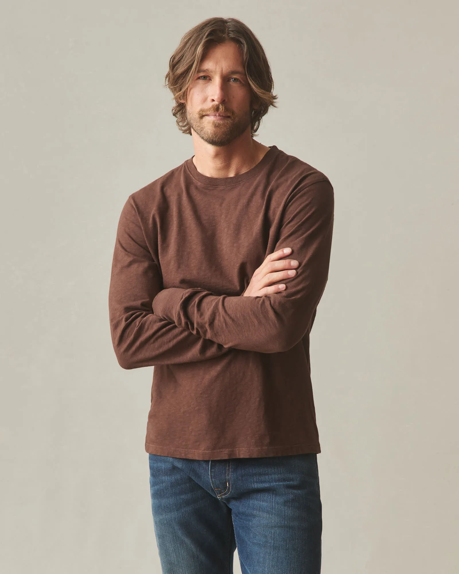 Men's Premium Slub Crew Tee Long Sleeve - Chicory Coffee sold by American Giant product image thumbnail 2