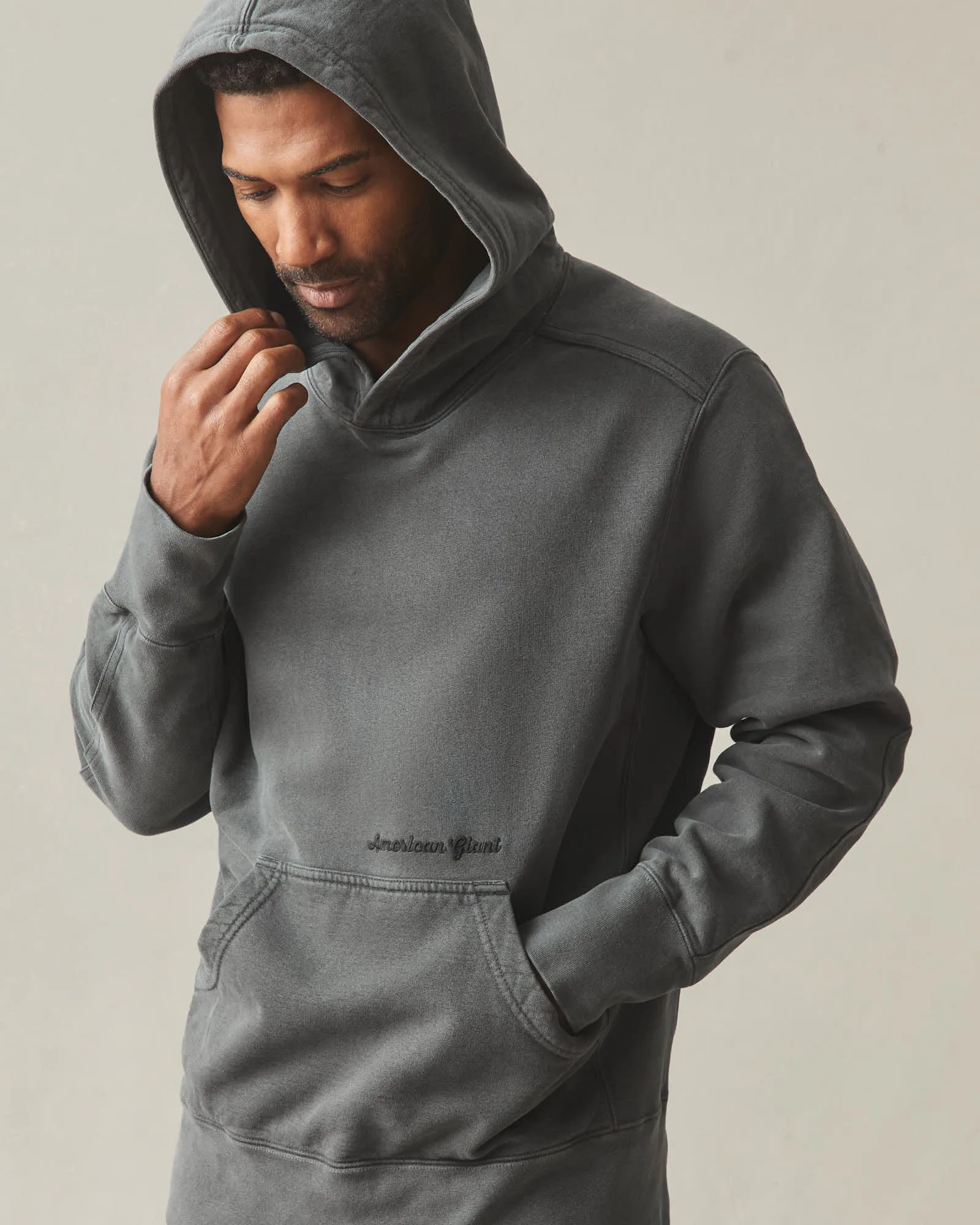 Men's Vintage Wash Classic Pullover - Washed Charcoal sold by American Giant product image thumbnail 3