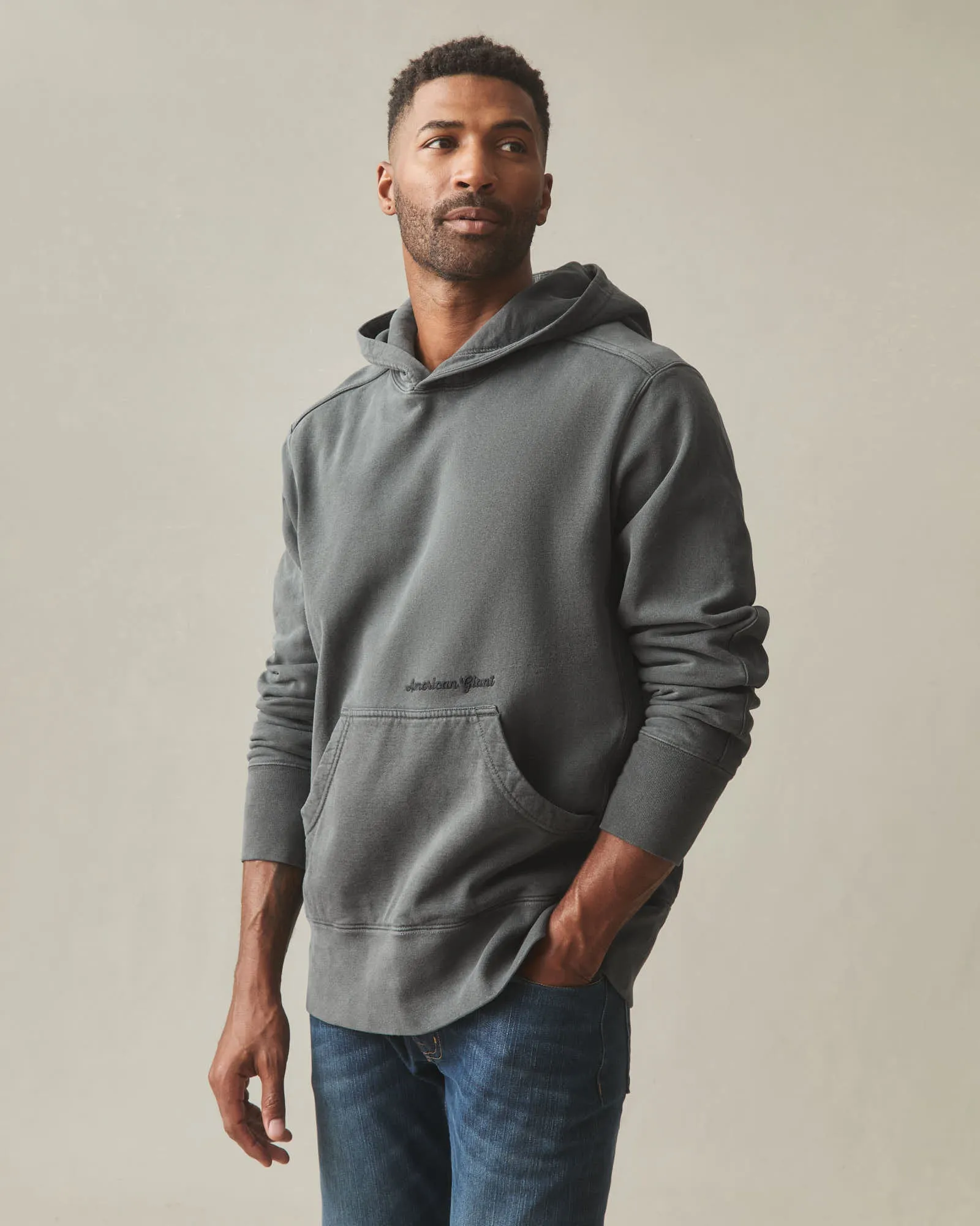 Men's Vintage Wash Classic Pullover - Washed Charcoal sold by American Giant product image thumbnail 2