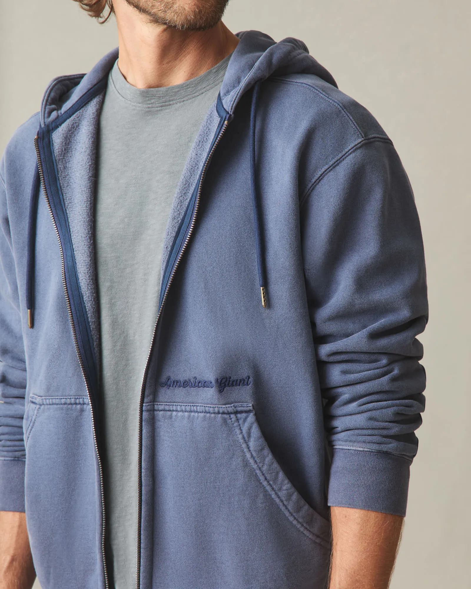 Men's Vintage Wash Relaxed Classic Full Zip - Washed True Navy sold by American Giant product image thumbnail 5