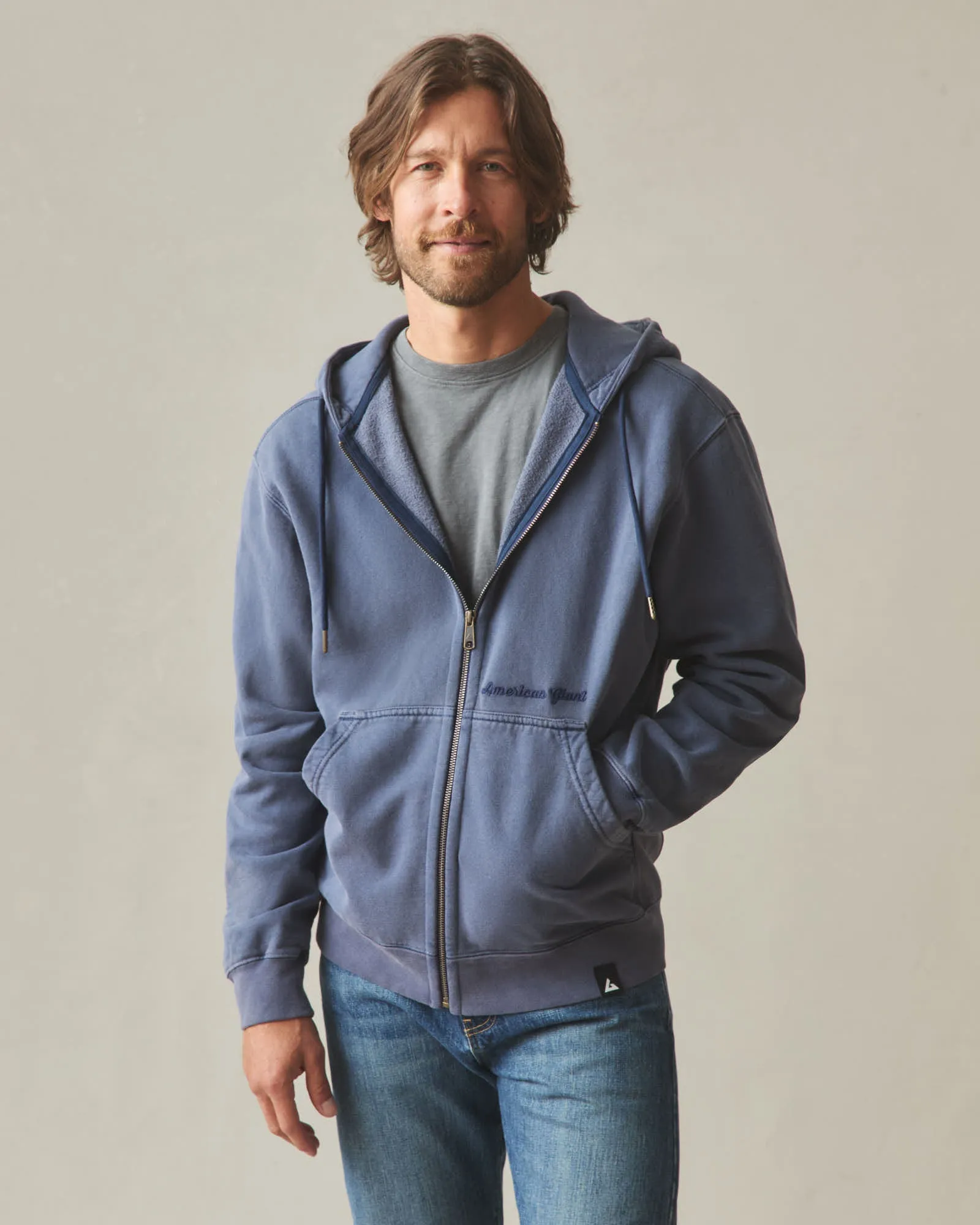 Men's Vintage Wash Relaxed Classic Full Zip - Washed True Navy sold by American Giant product image thumbnail 2