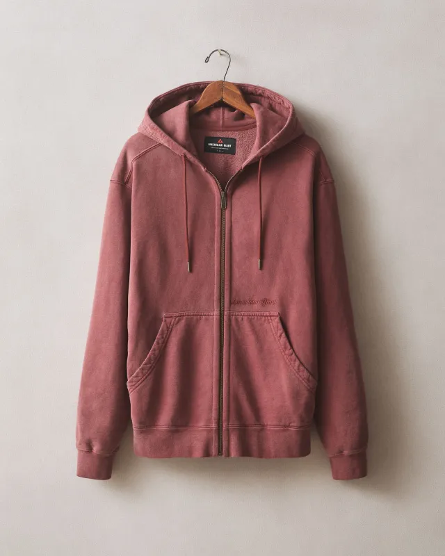 Men's Vintage Wash Relaxed Classic Full Zip - Washed Russet Brown sold by American Giant