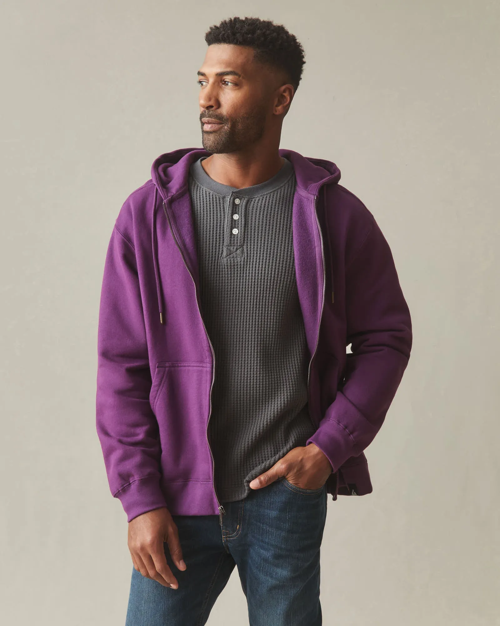 Men's Relaxed Classic Full Zip - Italian Plum sold by American Giant product image thumbnail 2
