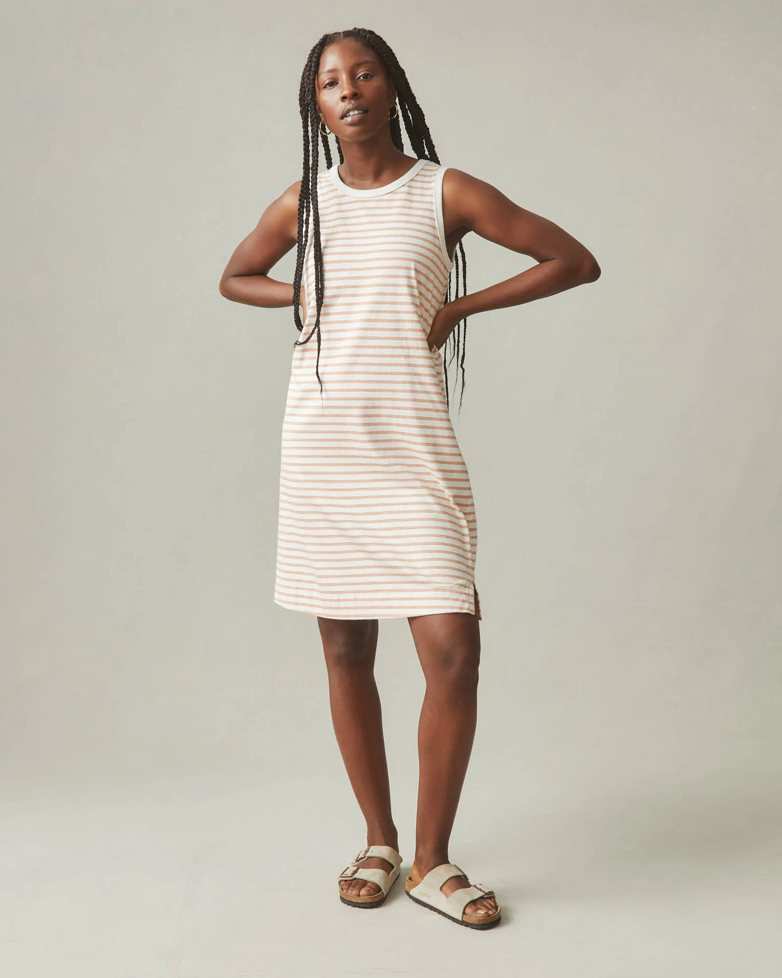 Women's Muscle Tee Dress - Cork Stripe sold by American Giant