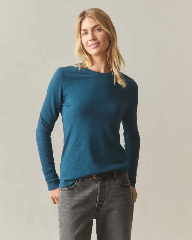 Women's Premium Slub Crew Tee Long Sleeve - Majolica Blue sold by American Giant