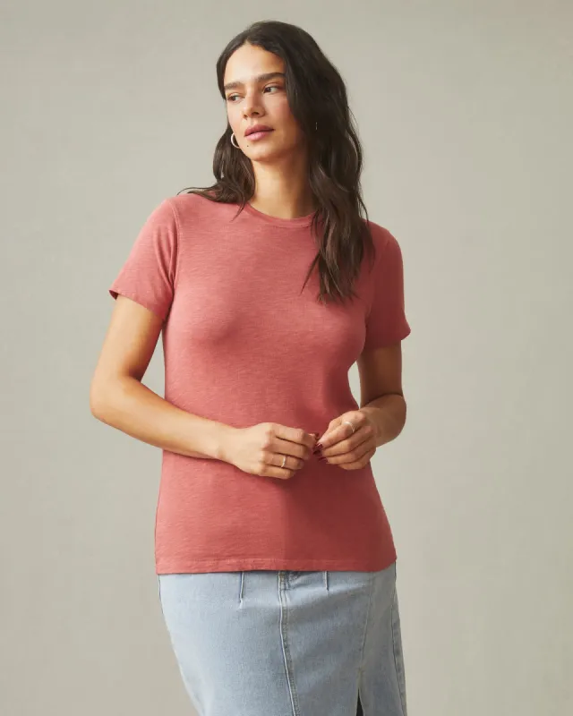 Women's Premium Slub Crew Tee - Red Terra sold by American Giant