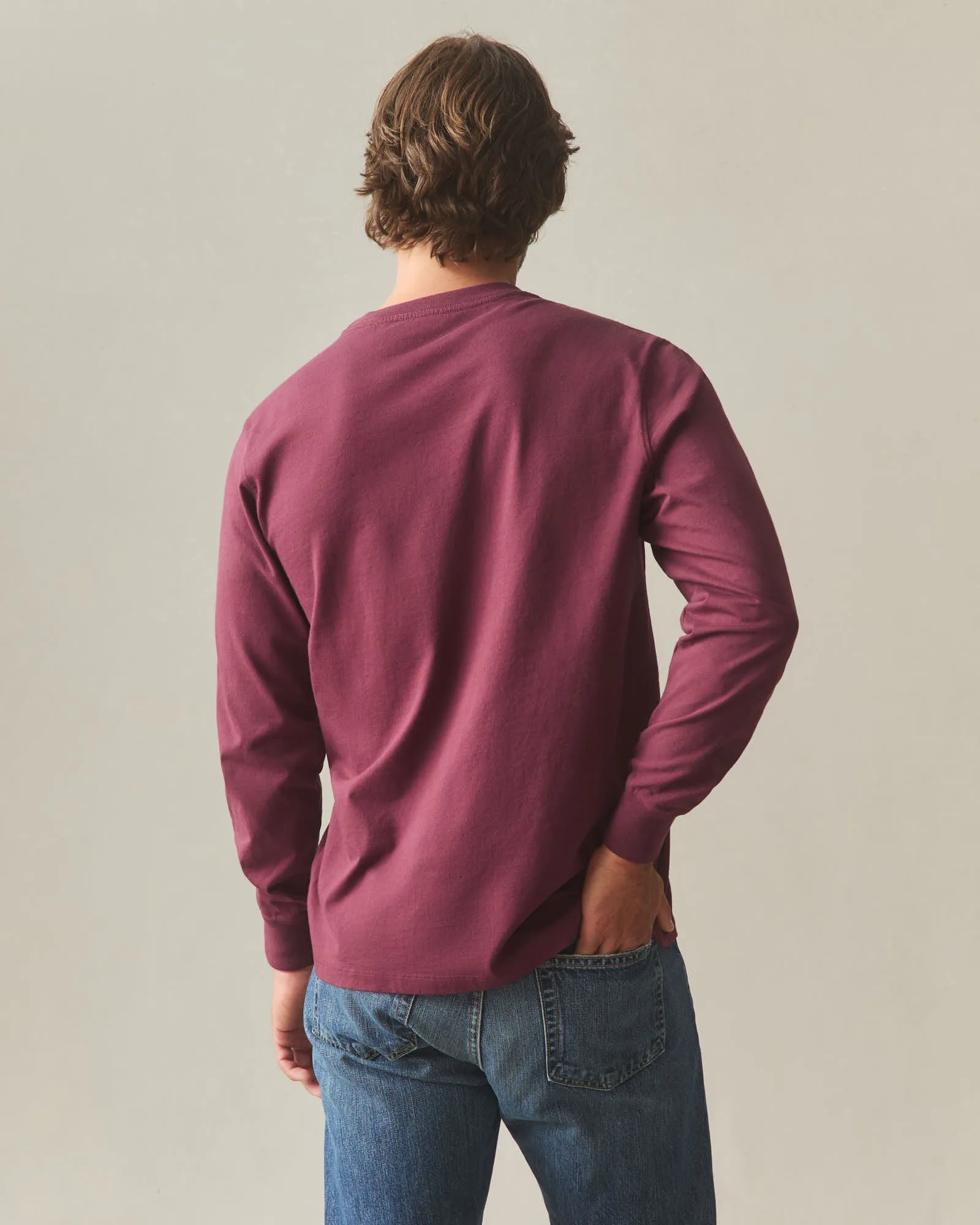 Men's Long Sleeve Pocket Tee - Zinfandel sold by American Giant product image thumbnail 3