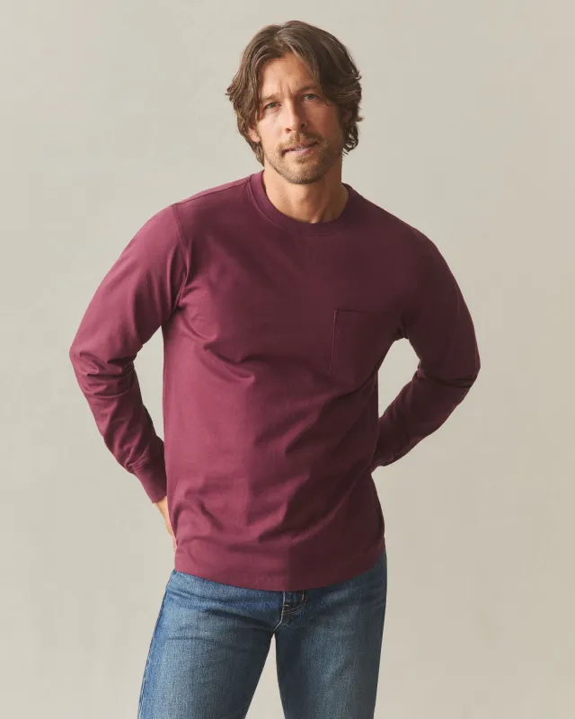 Men's Long Sleeve Pocket Tee - Zinfandel sold by American Giant