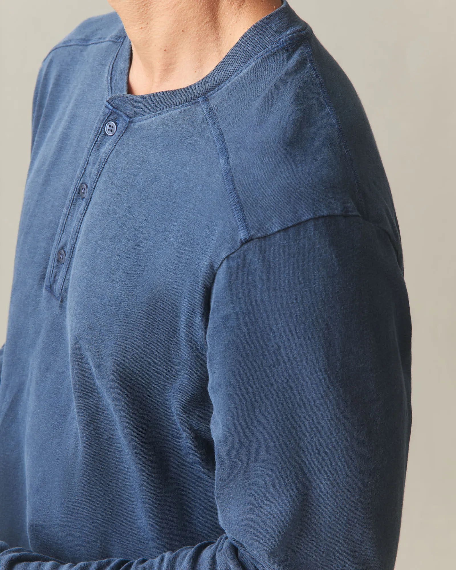 Men's broken-In Premium Slub Long Sleeve Henley - Washed Marine Navy sold by American Giant product image thumbnail 5