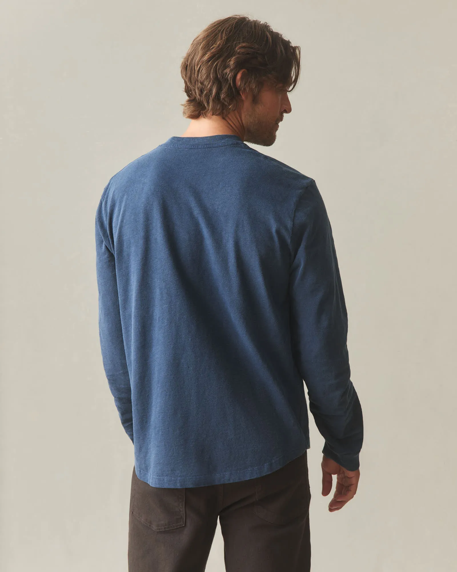 Men's broken-In Premium Slub Long Sleeve Henley - Washed Marine Navy sold by American Giant product image thumbnail 3