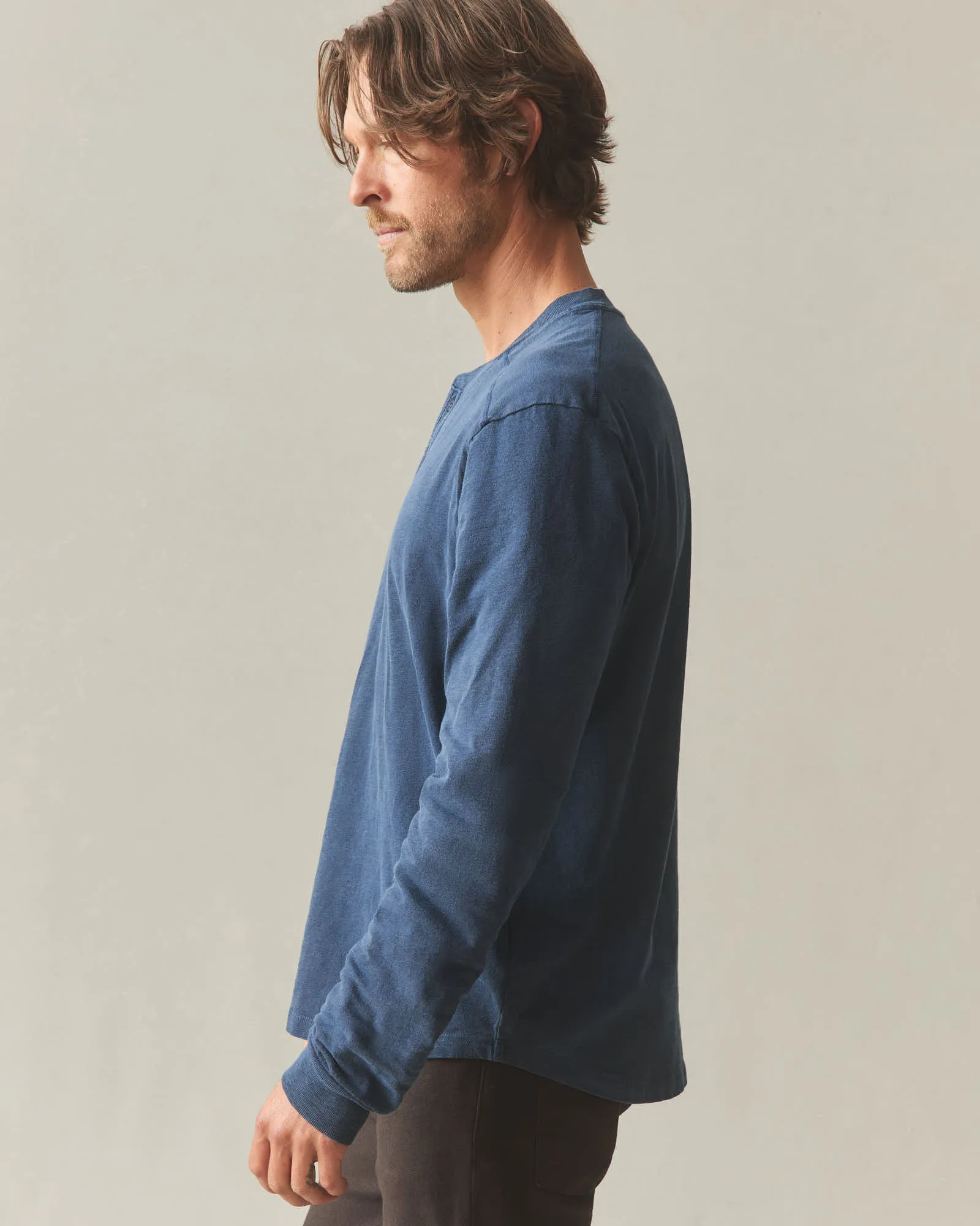Men's broken-In Premium Slub Long Sleeve Henley - Washed Marine Navy sold by American Giant product image thumbnail 2