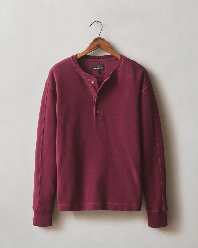 Men's French Rib Henley - Pomegranate sold by American Giant