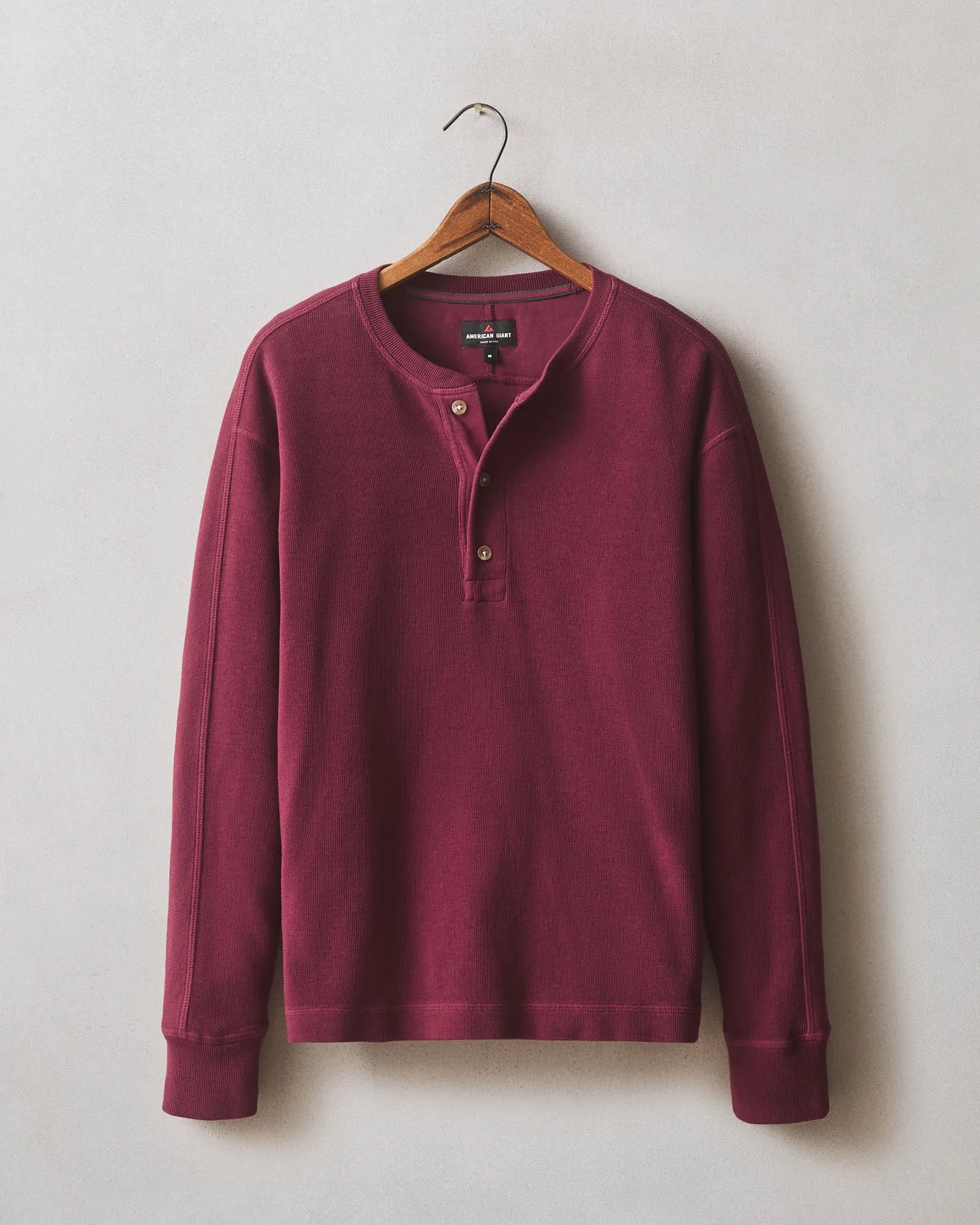 Men's French Rib Henley - Pomegranate sold by American Giant