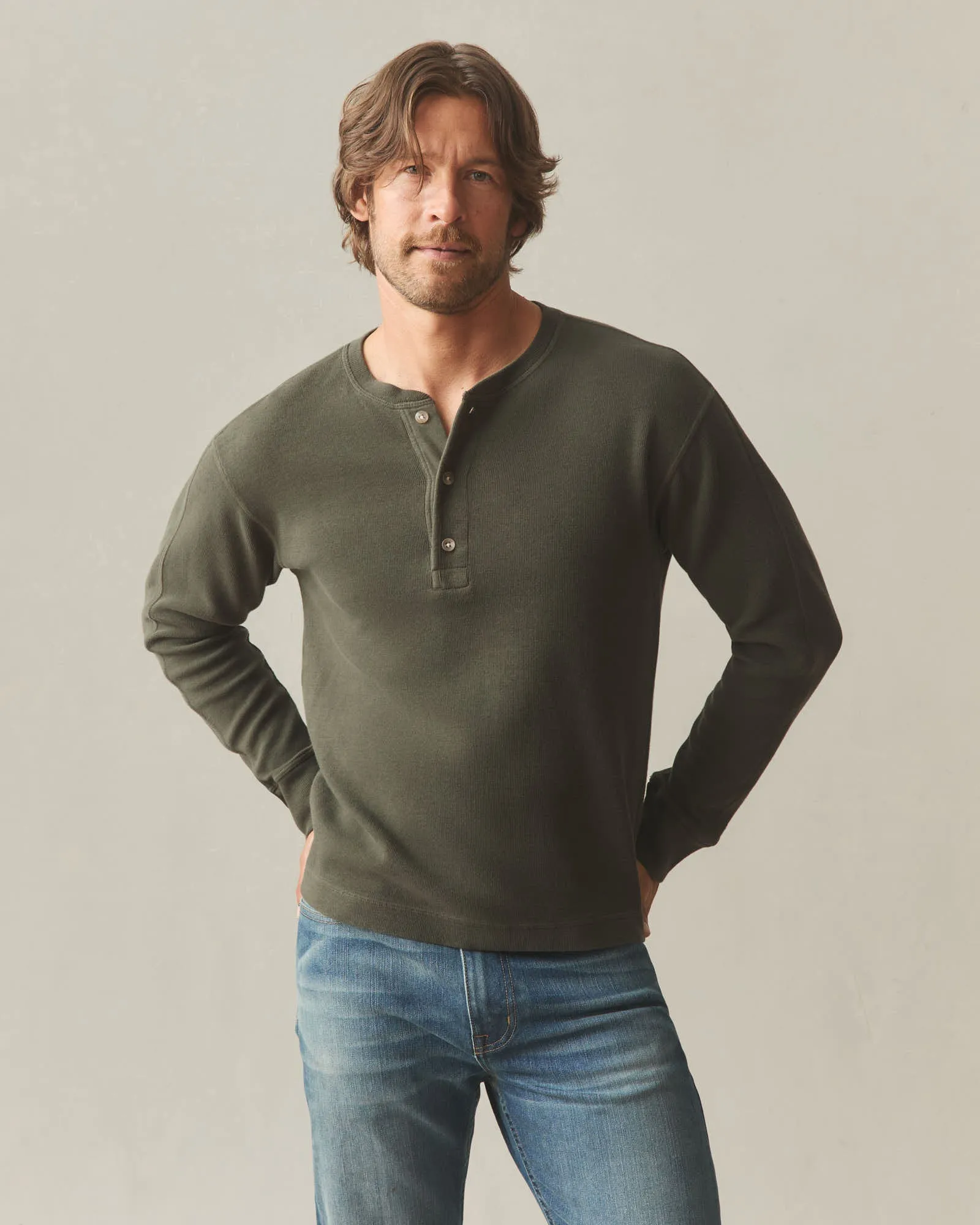 Men's French Rib Henley - Loden sold by American Giant product image thumbnail 2