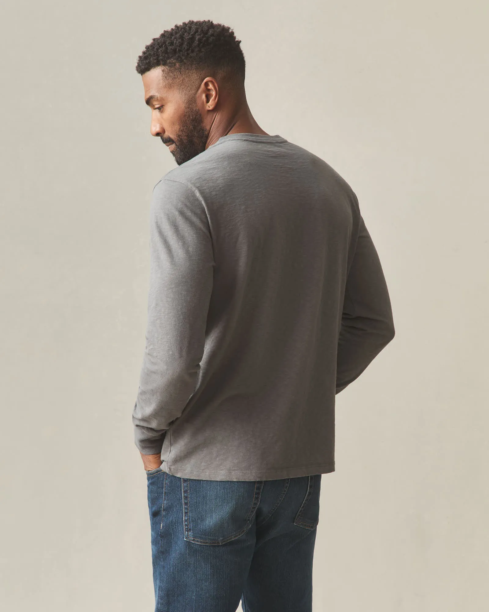 Men's Premium Slub Crew Tee Long Sleeve - Thunderstorm sold by American Giant product image thumbnail 4