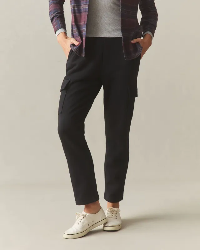 Women's Cargo Straight Sweatpant - Black made by American Giant