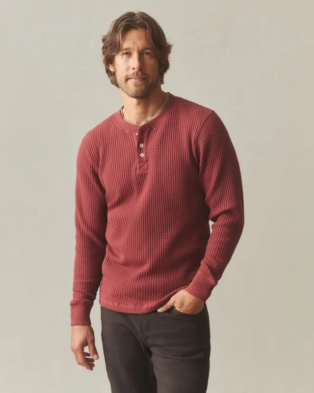 Men's Waffle Long Sleeve Henley - Spiced Apple sold by American Giant