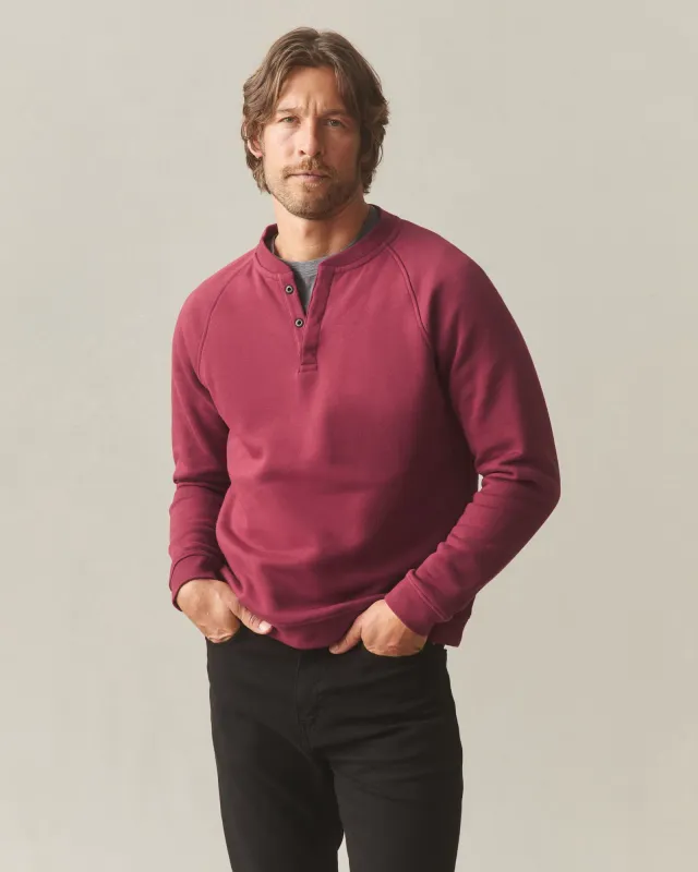 Men's Midweight Snap Henley - Pomegranate sold by American Giant