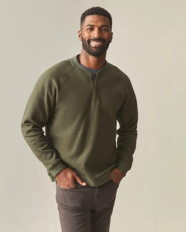 Men's Midweight Snap Henley - Deep Olive sold by American Giant