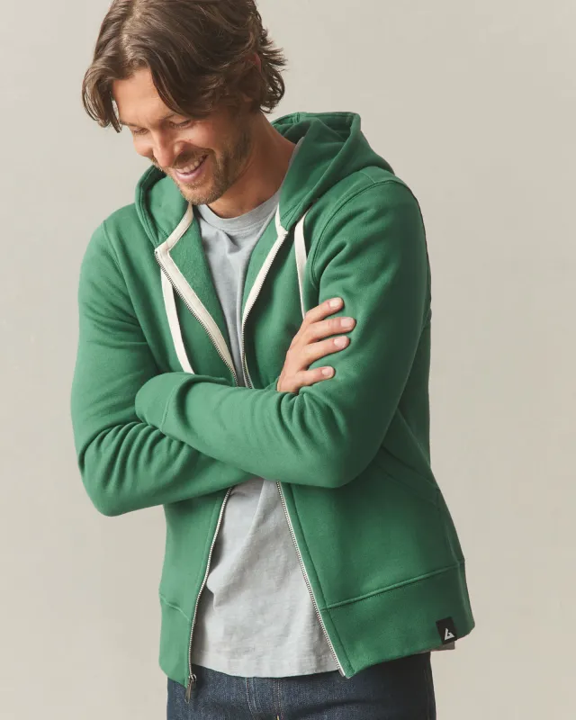 Men's Midweight Full Zip - Hunter Green sold by American Giant