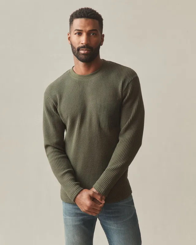 Men's Waffle Long Sleeve Crew - Loden sold by American Giant