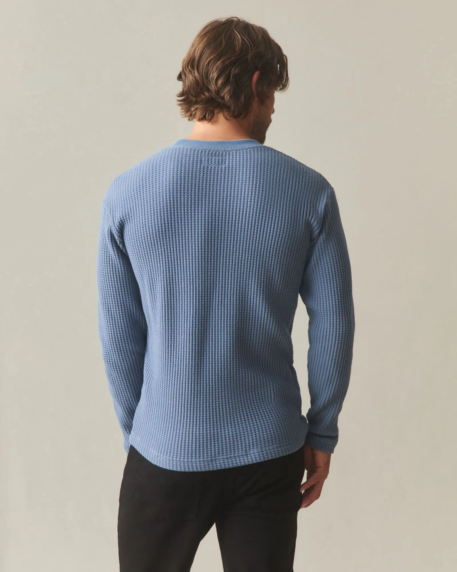 Men's Waffle Long Sleeve Crew - Bluefin sold by American Giant product image thumbnail 3