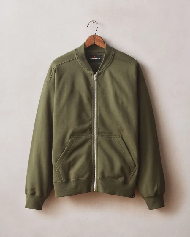 Men's Fleece Bomber Jacket - Deep Olive sold by American Giant