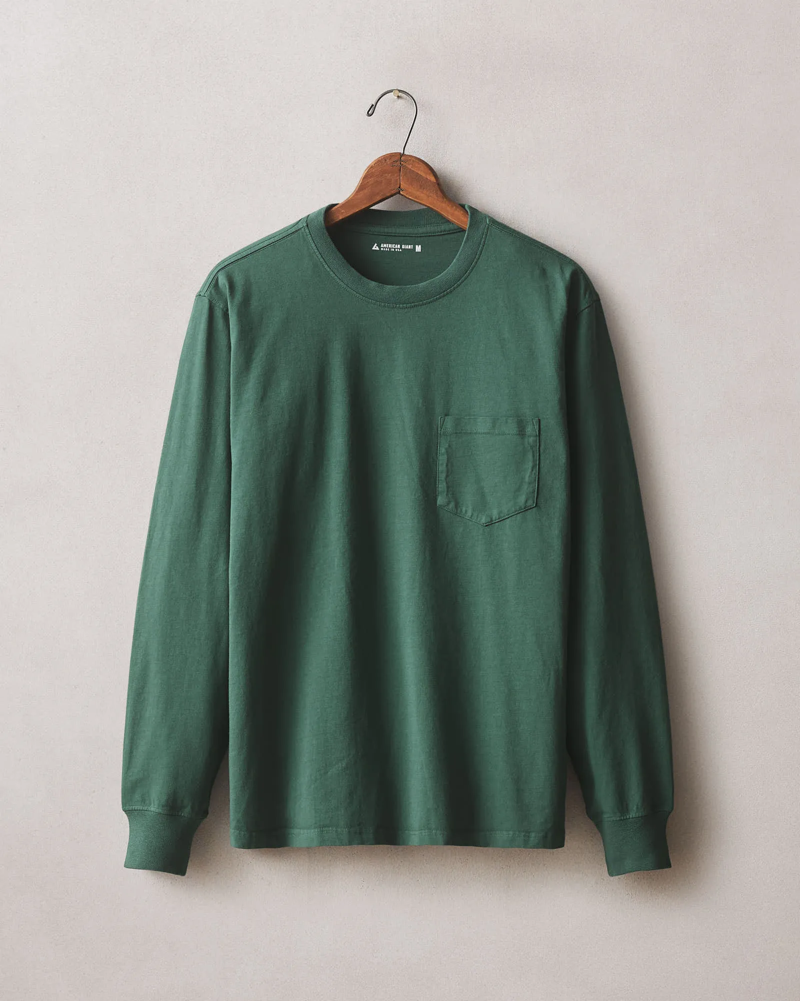 Men's Pocket Tee Long Sleeve - Hunter Green sold by American Giant