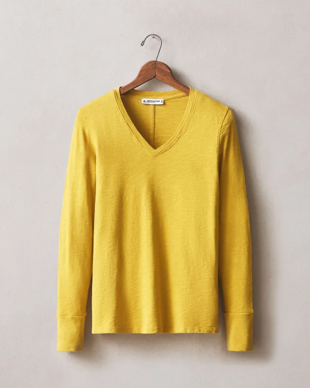 Women's Premium Slub V-Neck Tee Long Sleeve - Arrowwood sold by American Giant