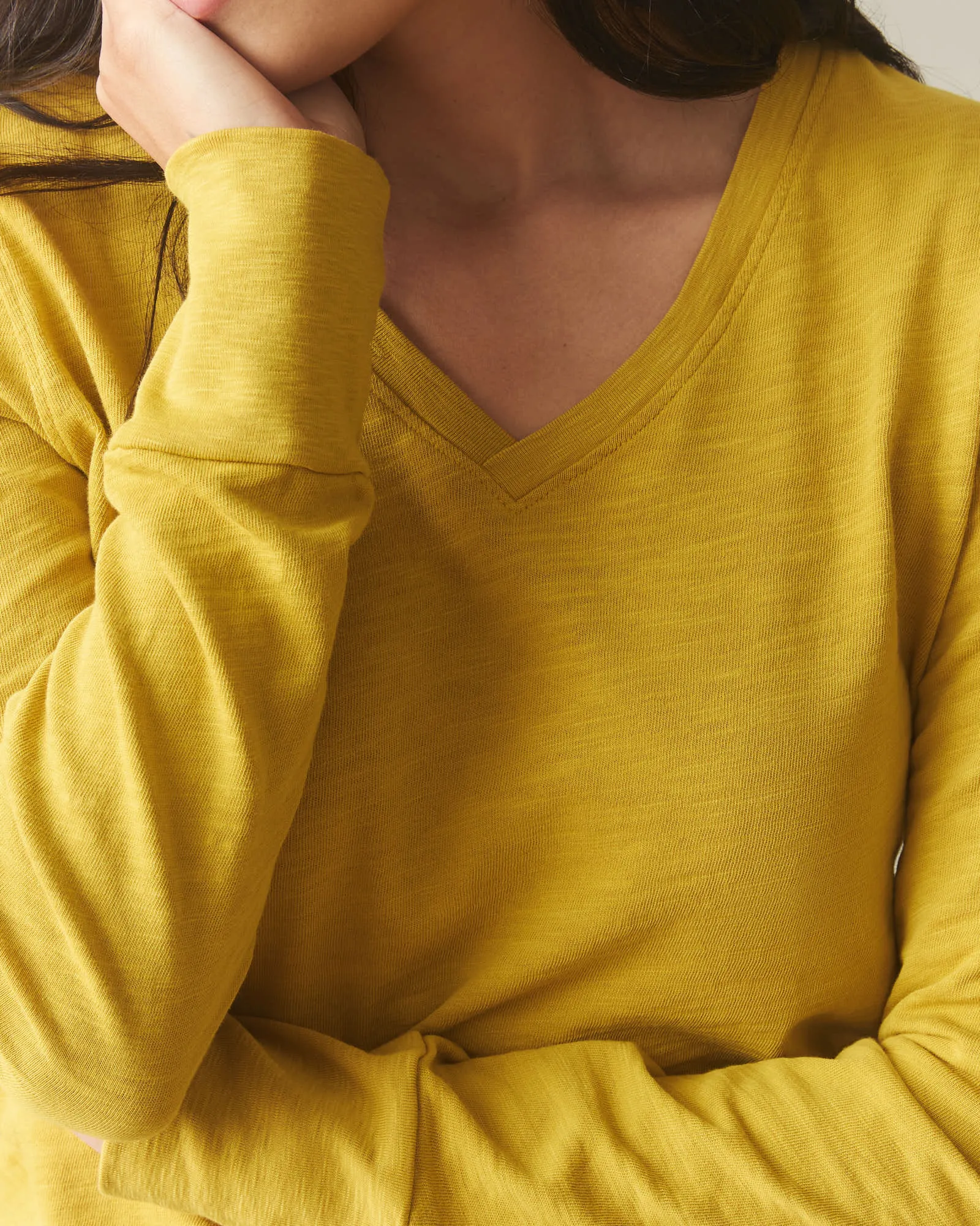 Women's Premium Slub V-Neck Tee Long Sleeve - Arrowwood sold by American Giant product image thumbnail 3