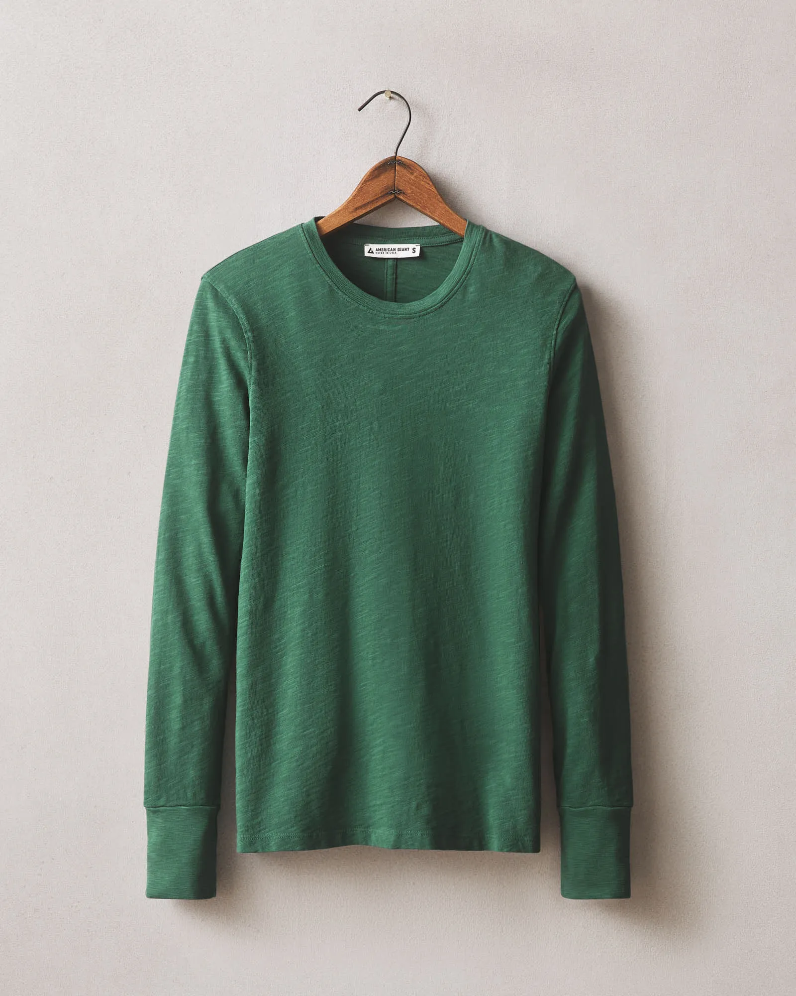 Women's Premium Slub Crew Tee Long Sleeve - Hunter Green sold by American Giant