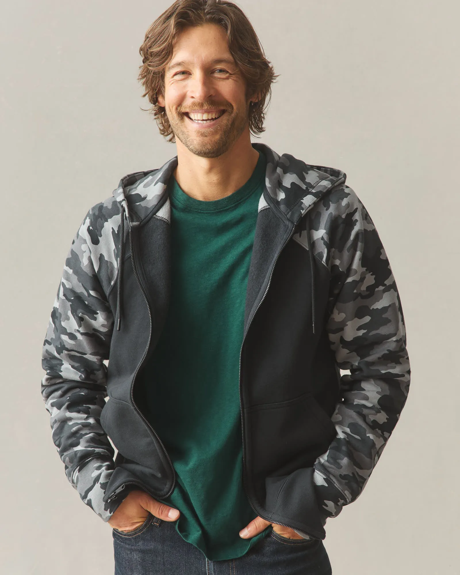 Men's Raglan Classic Full Zip - Black Camo sold by American Giant product image thumbnail 2