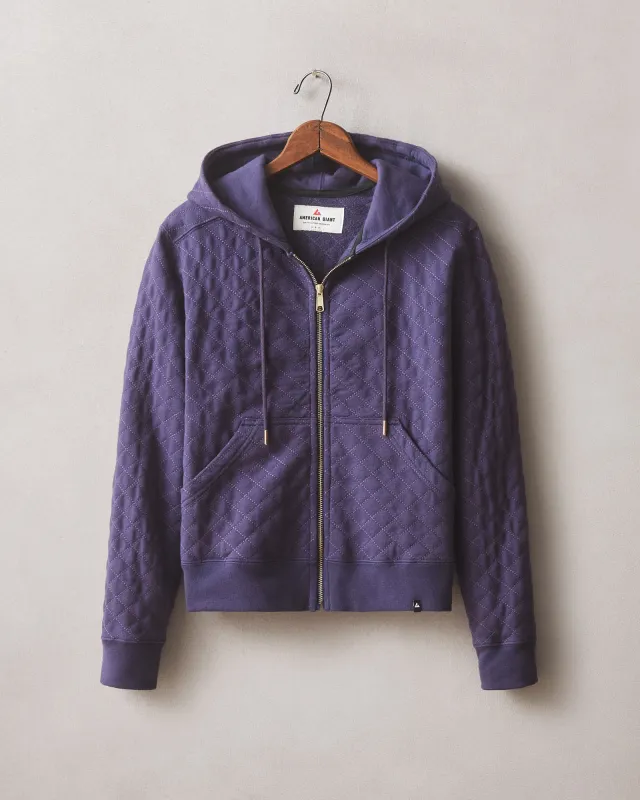 Women's Diamond Stitch Classic Full Zip 2.0 - Purple Velvet made by American Giant