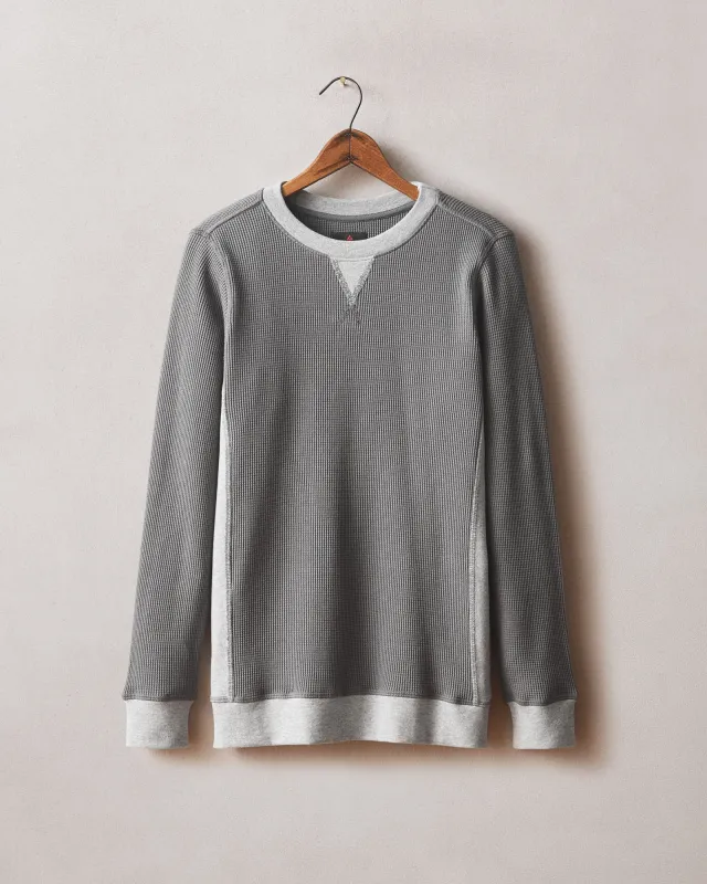 Men's Colorblock Summit Waffle Long Sleeve Crew - Lava Smoke Heather Grey sold by American Giant