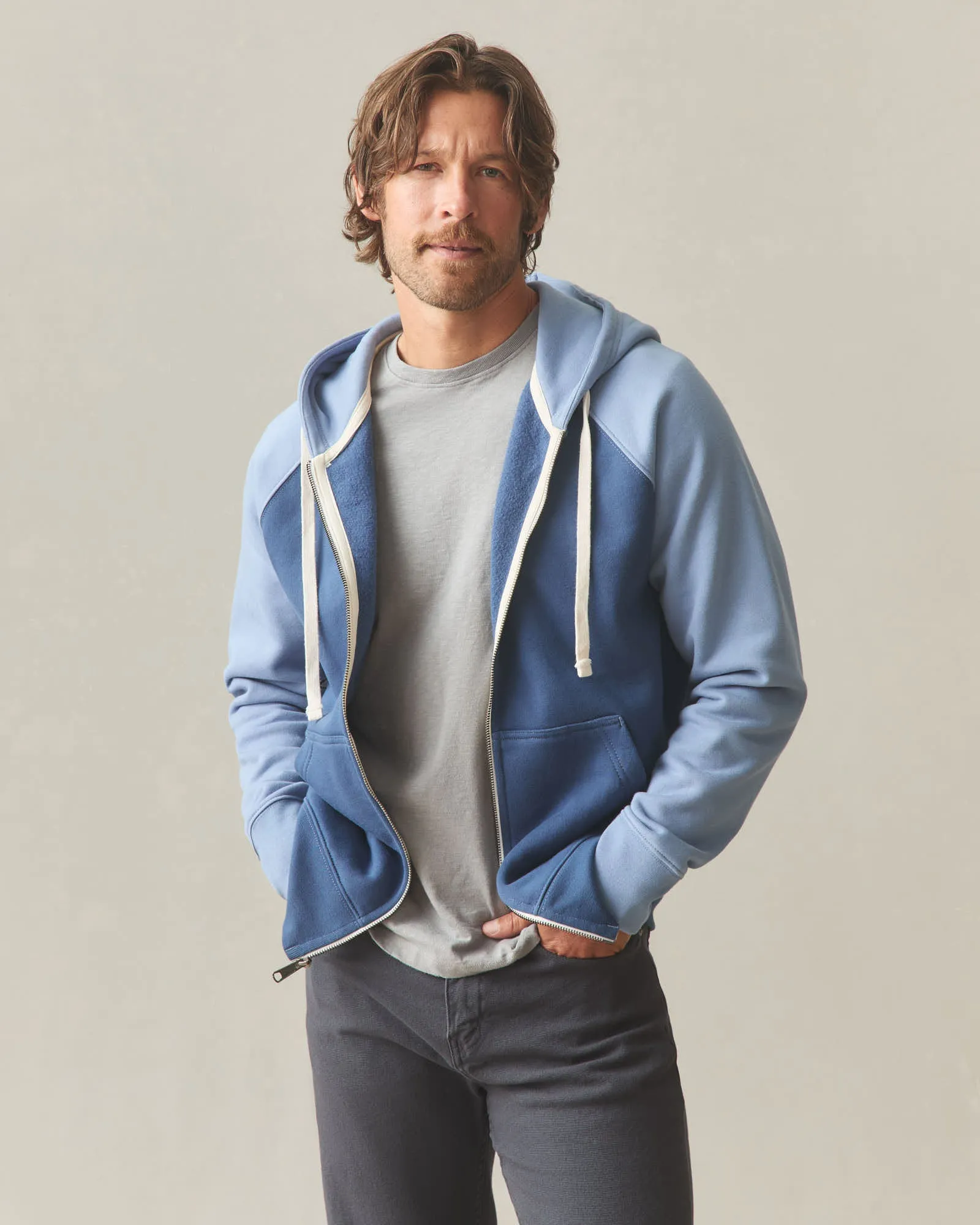 Men's Raglan Colorblock Midweight Full Zip - Dark Denim Infinity sold by American Giant product image thumbnail 2