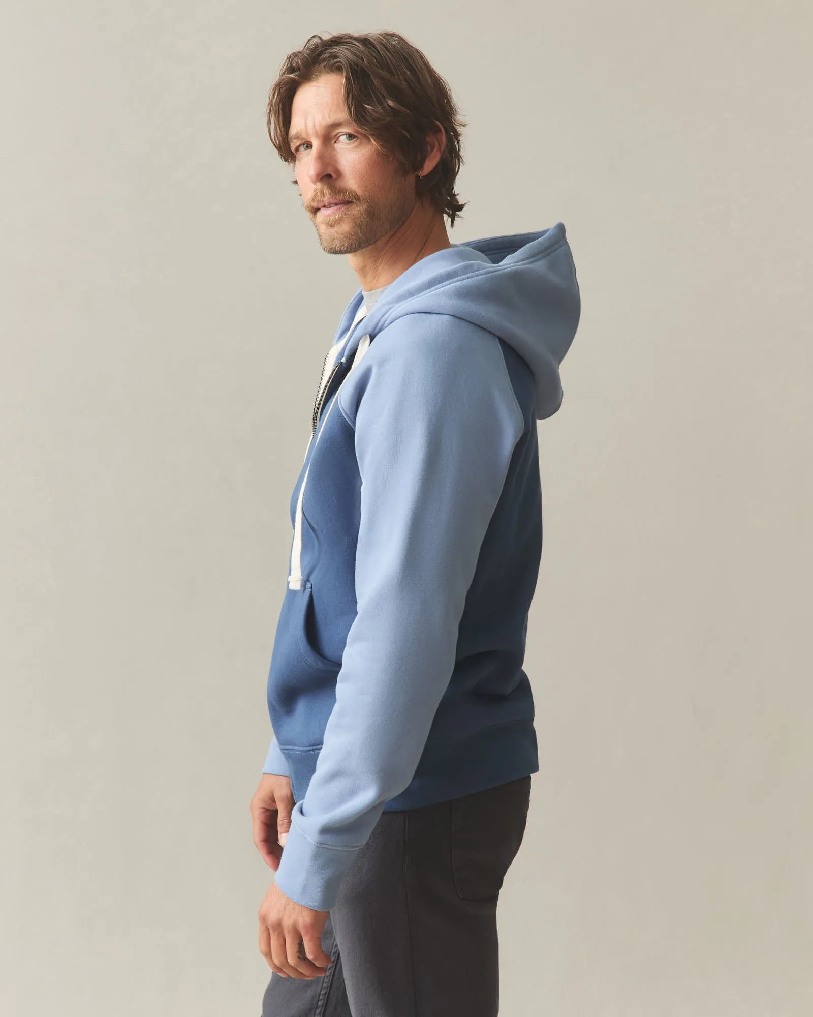 Men's Raglan Colorblock Midweight Full Zip - Dark Denim Infinity sold by American Giant product image thumbnail 3