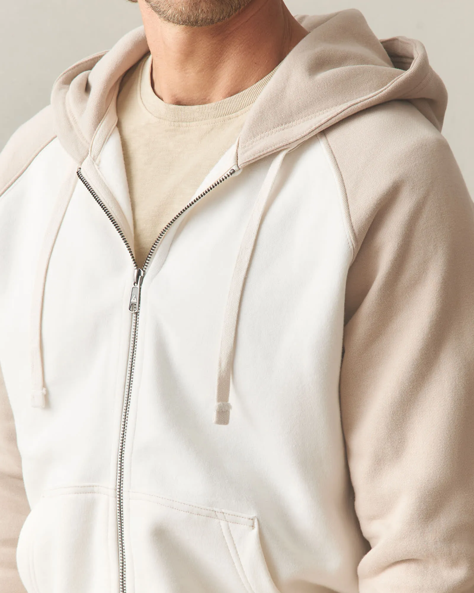 Men's Raglan Colorblock Midweight Full Zip - Cobblestone Gardenia sold by American Giant product image thumbnail 5