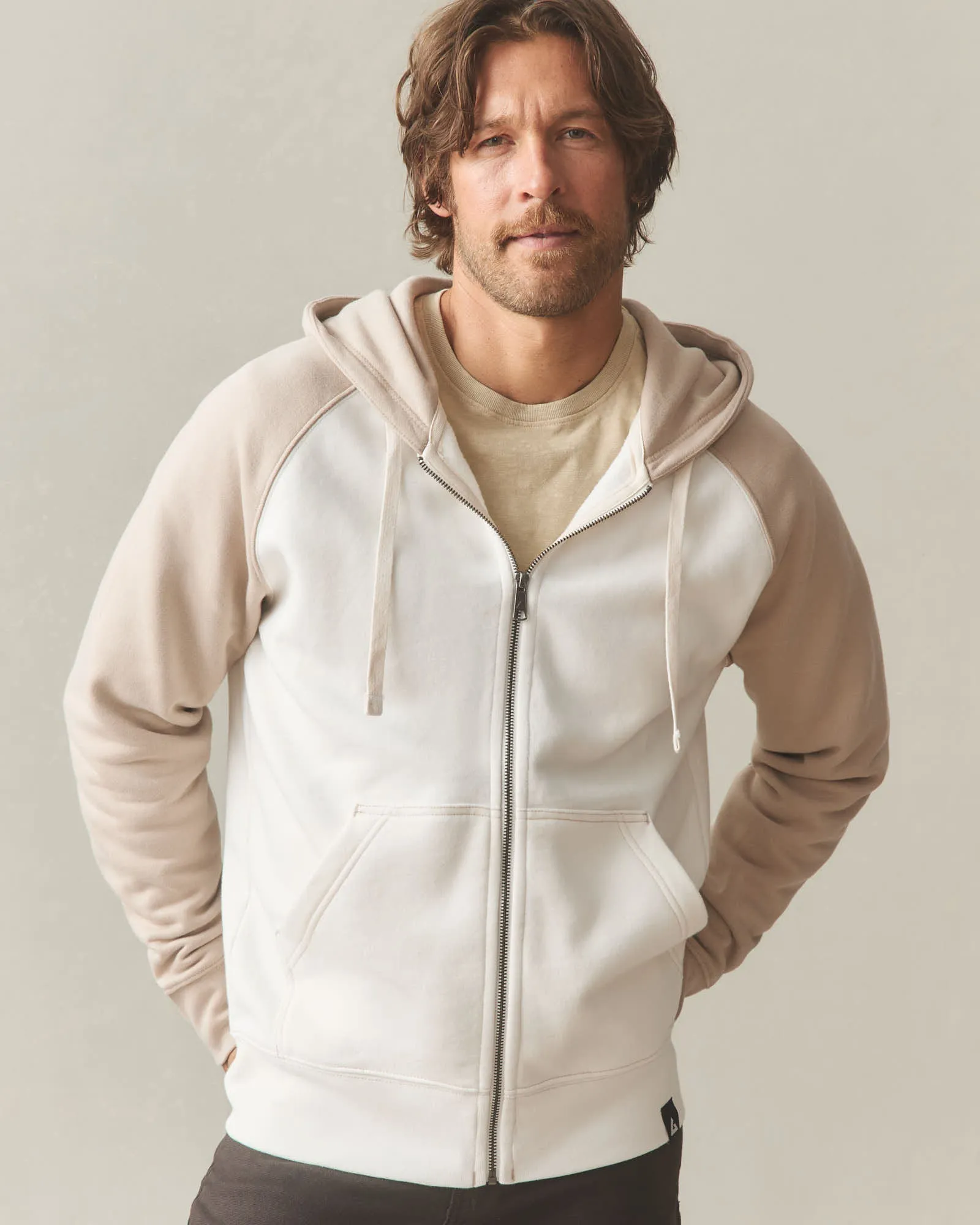 Men's Raglan Colorblock Midweight Full Zip - Cobblestone Gardenia sold by American Giant product image thumbnail 3