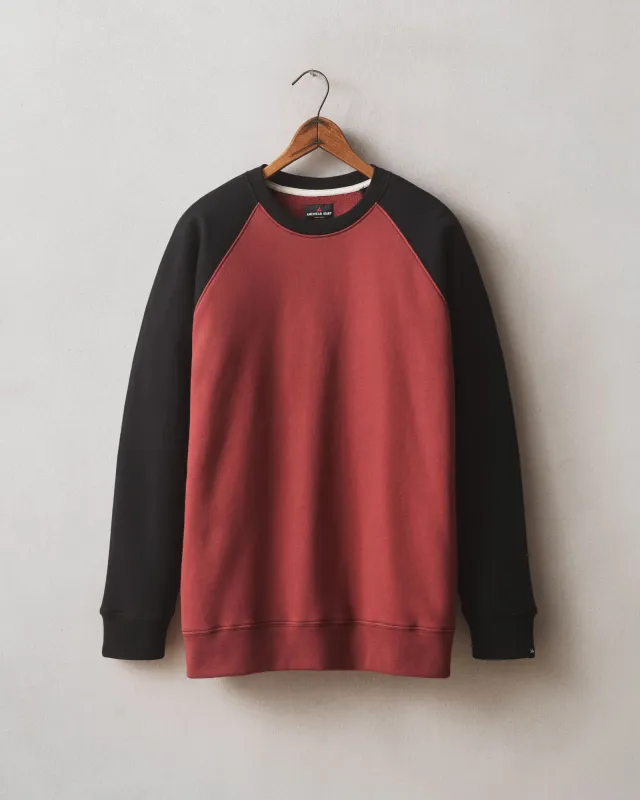 Men's Colorblock Midweight Crewneck - Spiced Apple Black sold by American Giant