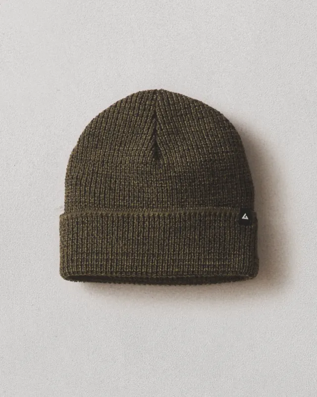Cuffed Marled Merino Wool Beanie - Marled Olive Black sold by American Giant