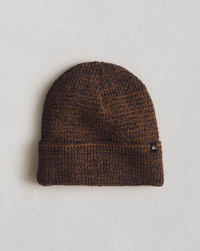Cuffed Marled Merino Wool Beanie - Marled Copper Navy sold by American Giant