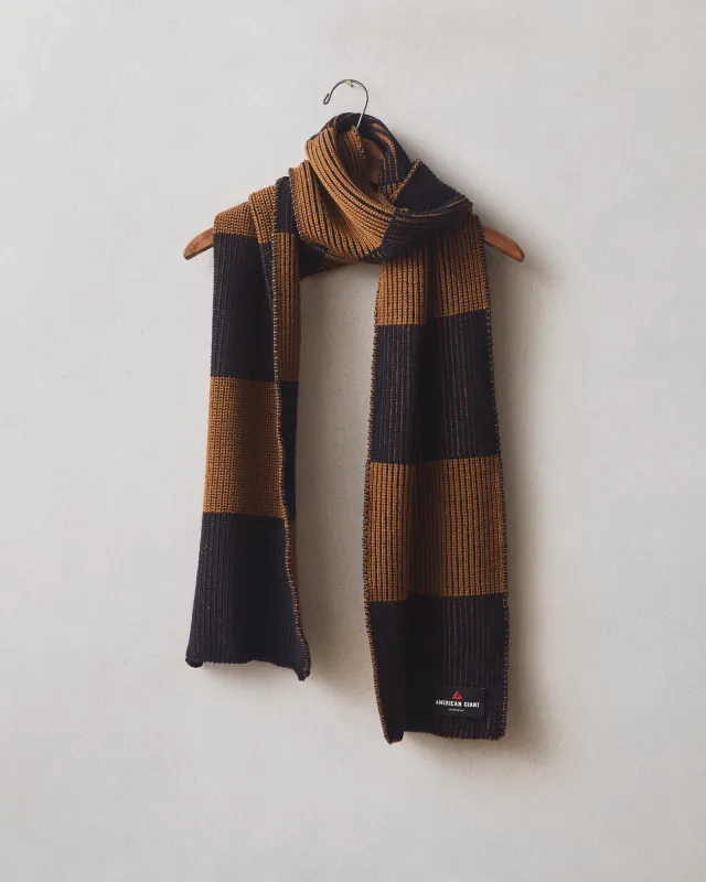 Colorblocked Merino Wool Scarf - Copper Navy sold by American Giant