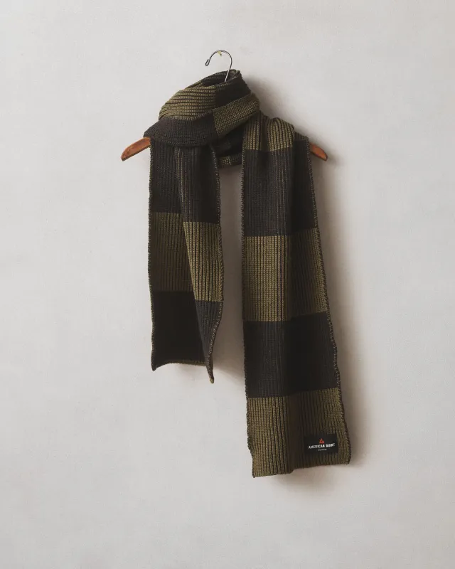 Colorblocked Merino Wool Scarf - Olive Black sold by American Giant