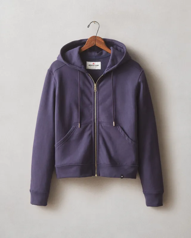 Women's Relaxed Classic Full Zip - Purple Velvet made by American Giant